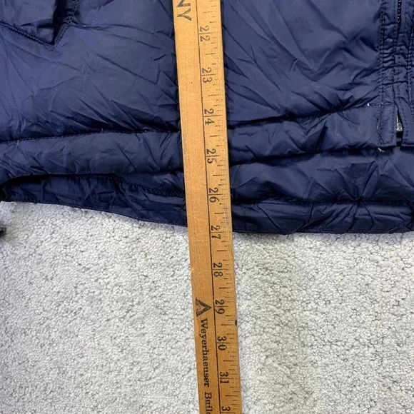 Vintage Lands End Puffer Vest Jacket Mens Large Navy Blue Goose Down Zip Up 90s - Picture 10 of 11